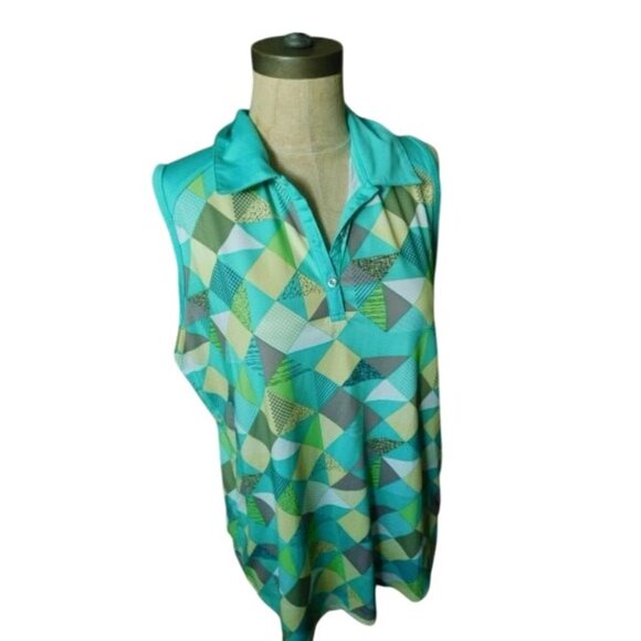 Bette & Court Size L Large Argyle Print Collared Golf Sporty Activewear Top - Picture 3 of 3
